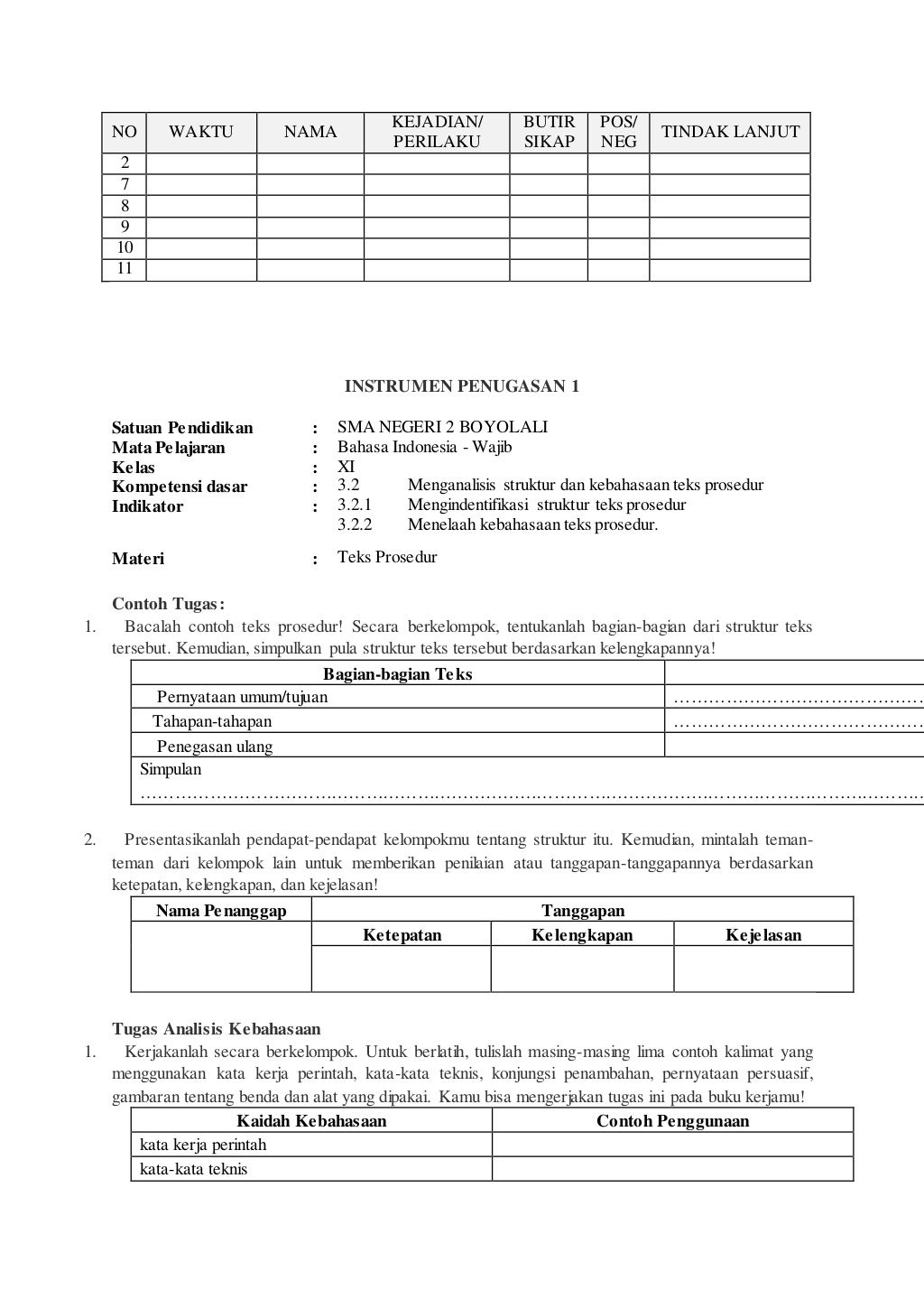 Rpp teks prosedur lengkap