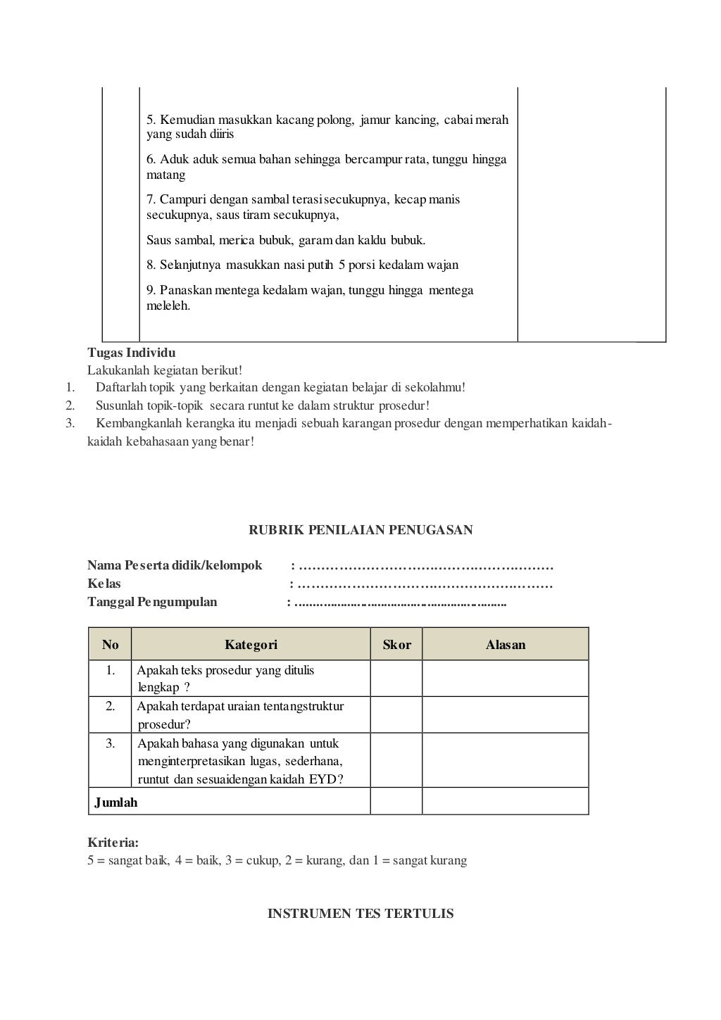Rpp teks prosedur lengkap