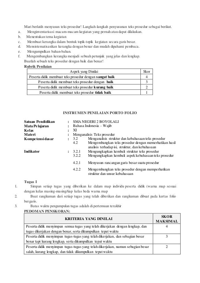 Rpp Teks Prosedur Lengkap