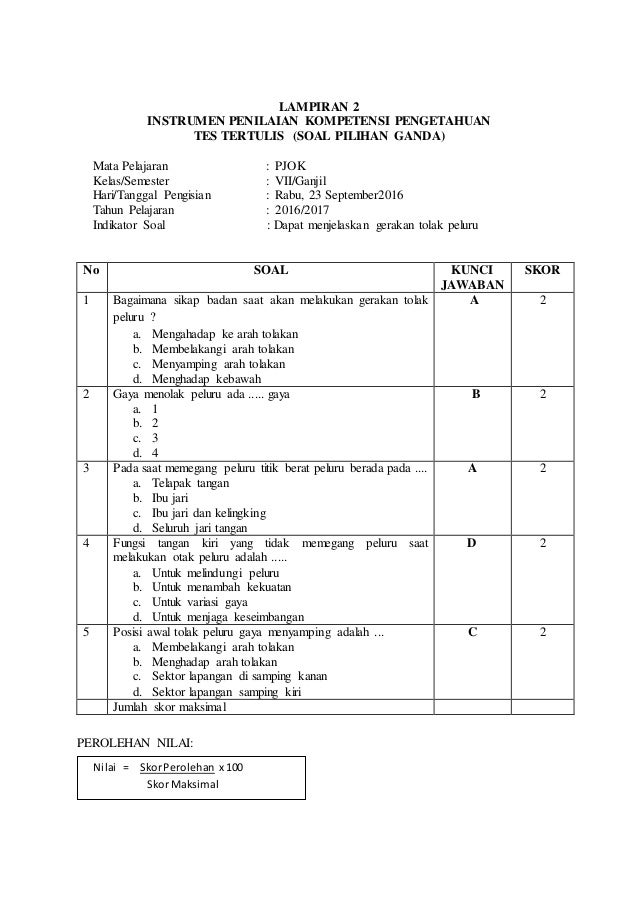Soal Penjaskes Tolak Peluru Guru Paud