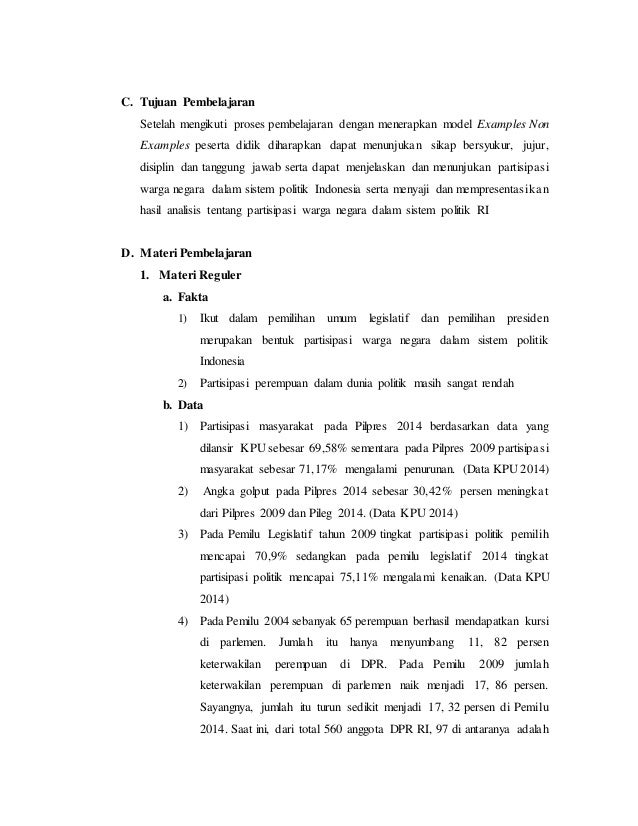 Rpp Partisipasi Warga Negara Dalam Sistem Politik Di Indonesia