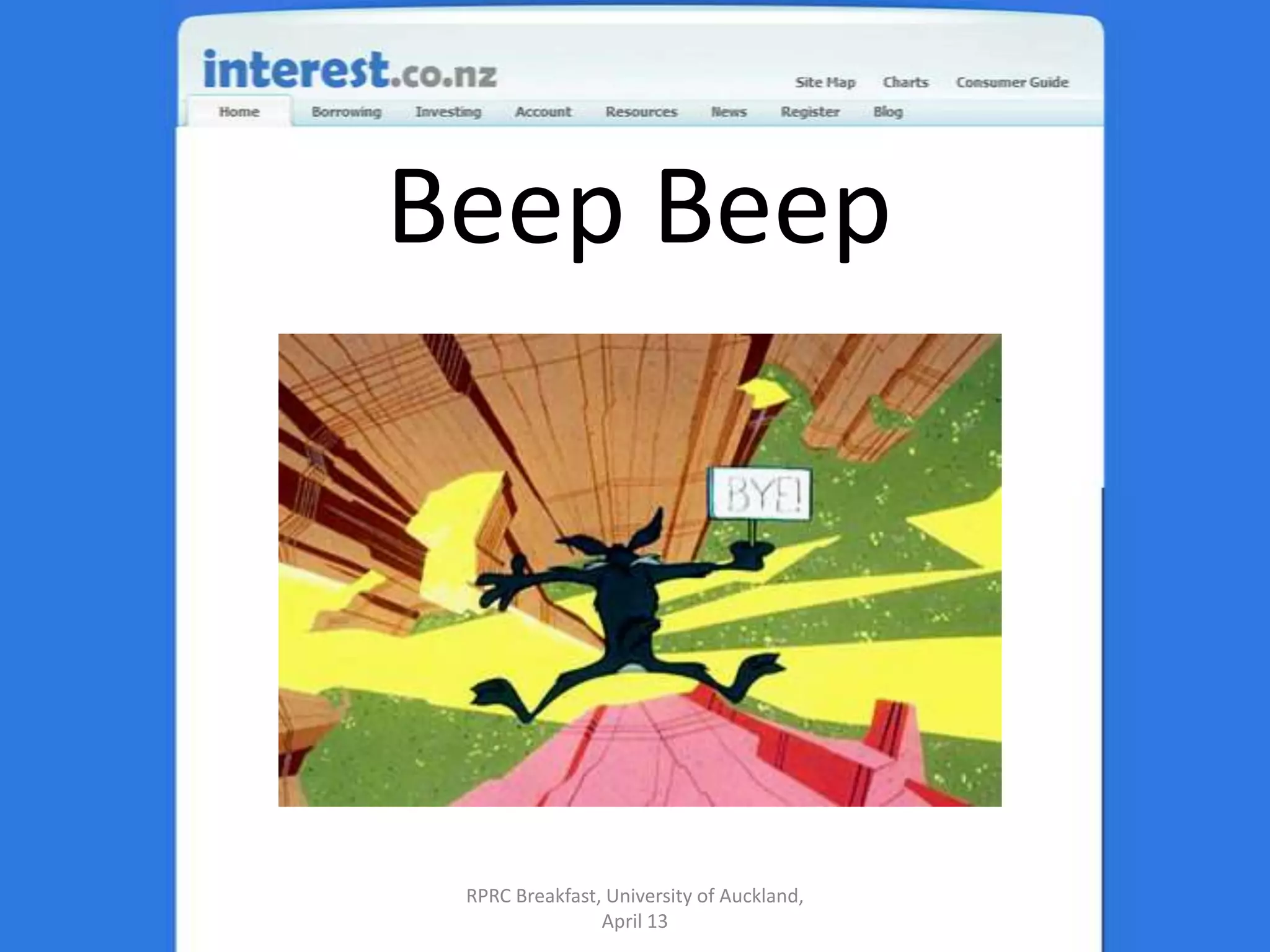 Beep BeepRPRC Breakfast, University of Auckland, April 13