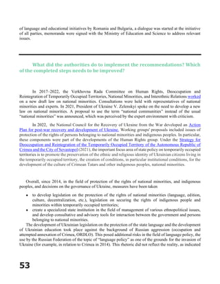 Document with a detailed analysis of the implementation of the Ukrainian recommendation of the European Commission