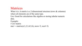 Numeric Matrix R R programming for graphical representation | PPTX