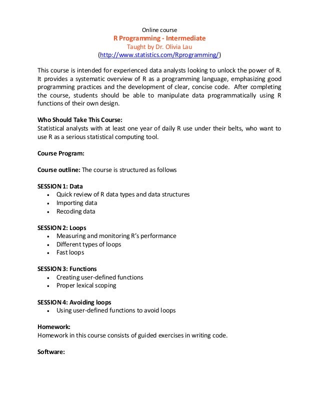 r statistics online course