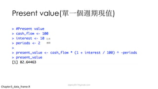 Present value( )
Chapter3_data_frame.R
dsjerry2017@gmail.com
 