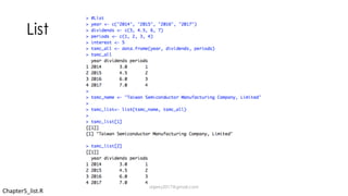 List
Chapter5_list.R
dsjerry2017@gmail.com
 