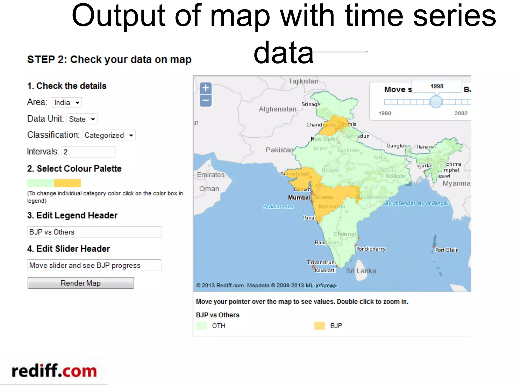 Output of map with time series
data
 