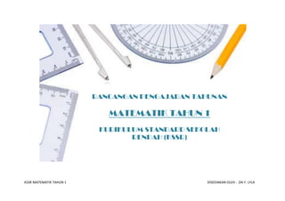 RANCANGAN PENGAJARAN TAHUNAN

                            MATEMATIK TAHUN 1
                          KURIKULUM STANDARD SEKOLAH
                                 RENDAH (KSSR)




KSSR MATEMATIK TAHUN 1                           DISEDIAKAN OLEH : ZAI F. LYLA
 