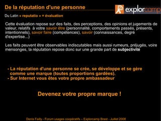 Gérer sa réputation en ligne - Denis Failly