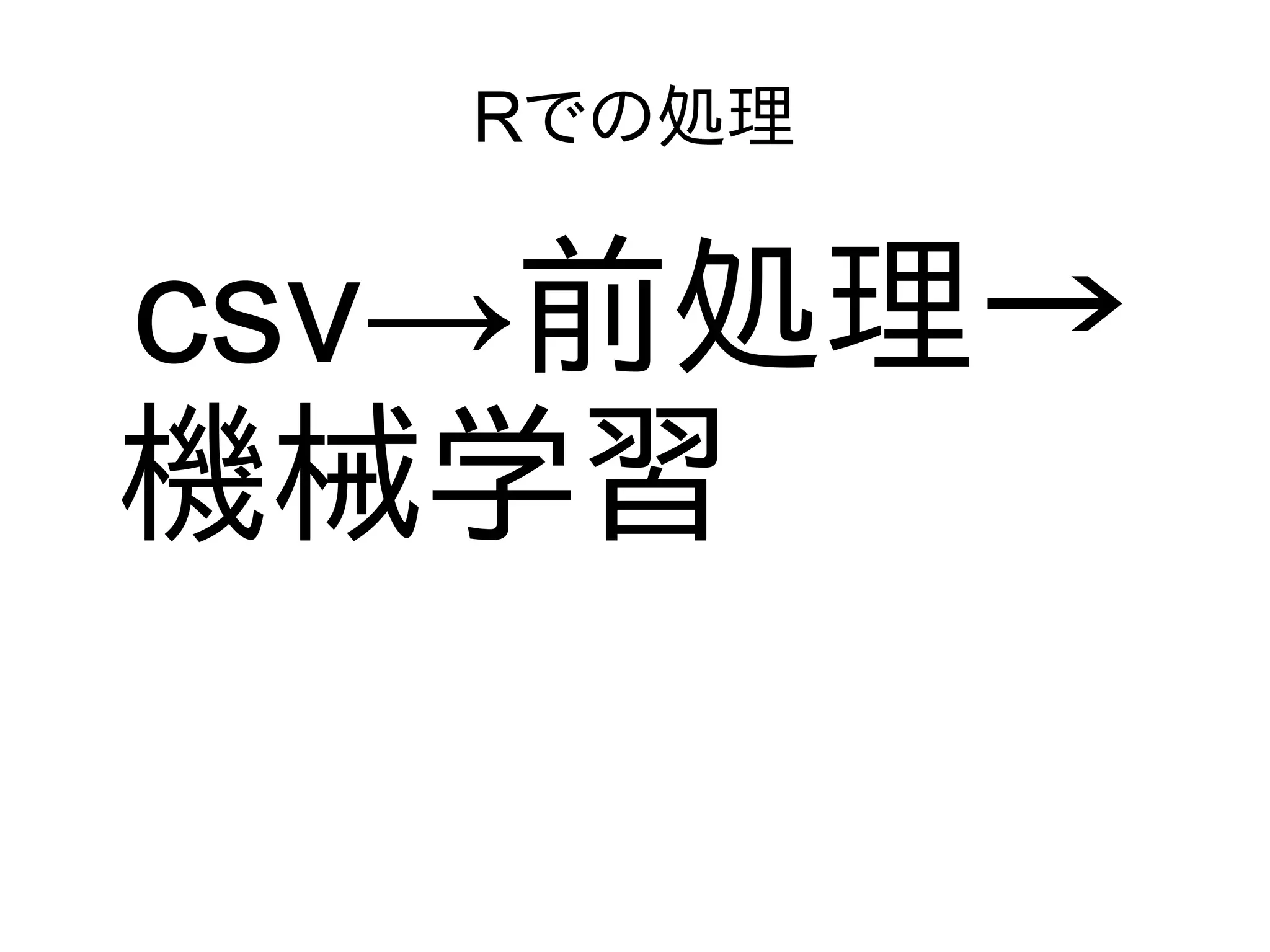 Rでの処理
csv→前処理→
機械学習
 