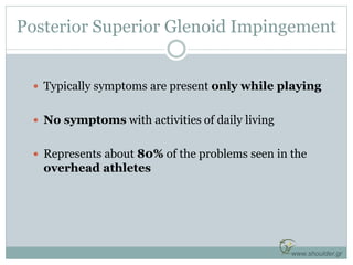  Typically symptoms are present only while playing
 No symptoms with activities of daily living
 Represents about 80% o...