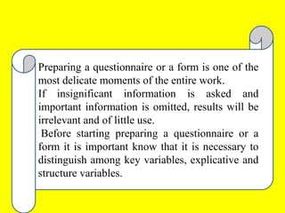 research questioner preparation | PPTX