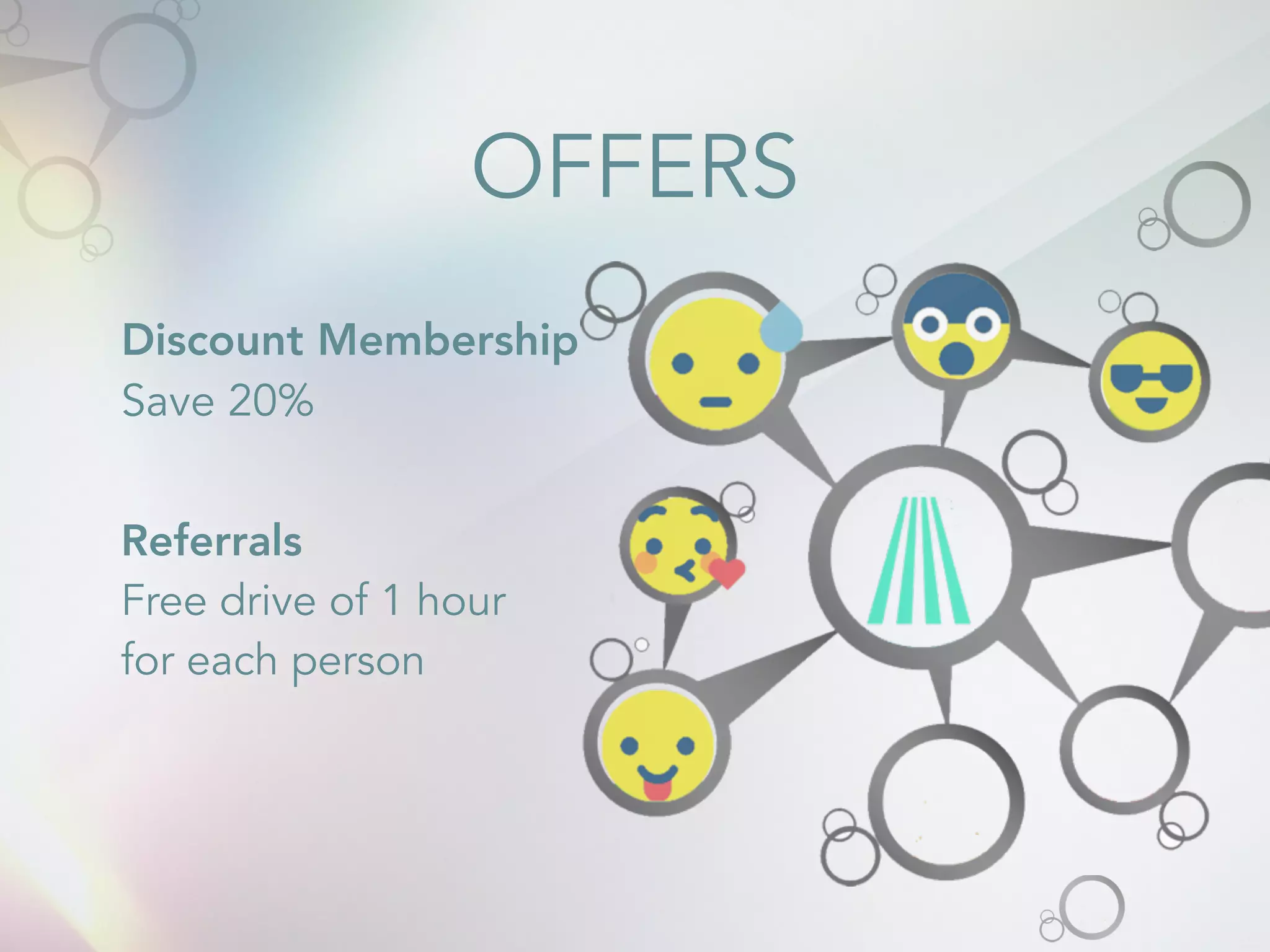 OFFERS 
Discount Membership 
Save 20% 
! 
Referrals 
Free drive of 1 hour 
for each person 
 