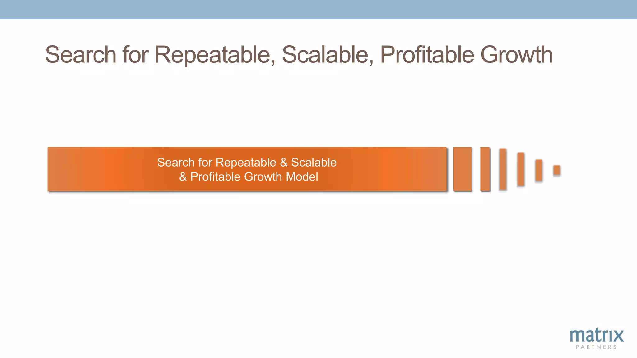 Search for Repeatable, Scalable, Profitable Growth
Search for Repeatable & Scalable
& Profitable Growth Model
 