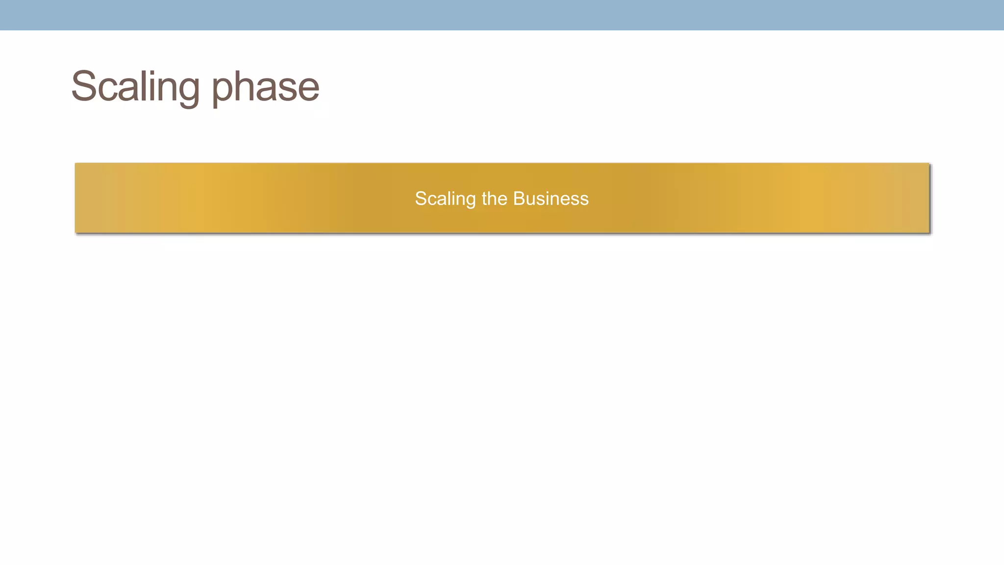 Scaling phase
Scaling the Business
 