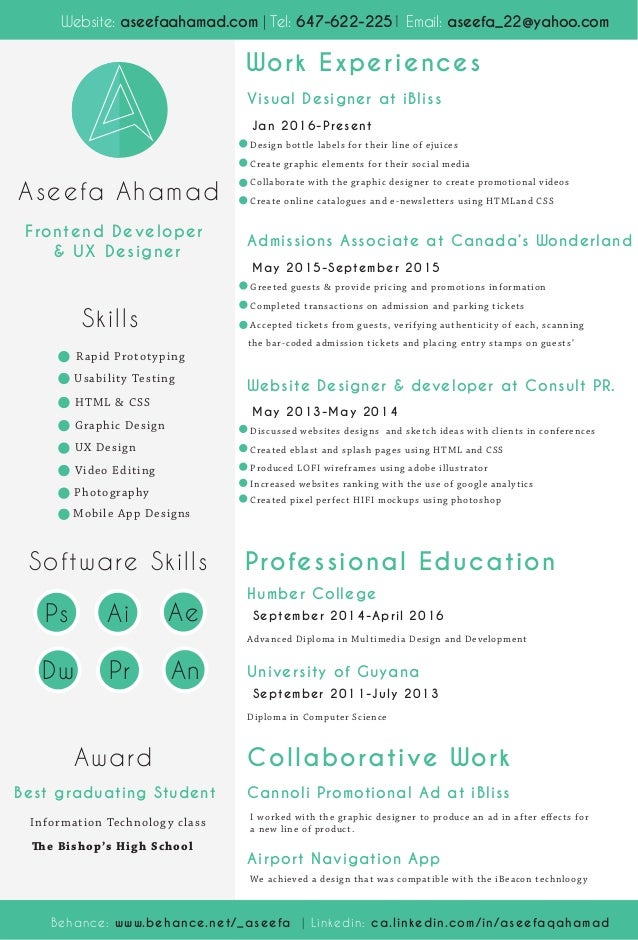 Web design usability resume