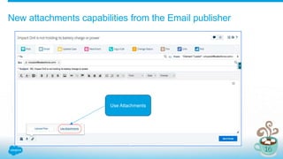 New attachments capabilities from the Email publisher
Use Attachments
 