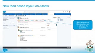 New feed based layout on Assets
Quick actions and
Global actions are
available in the
publishers.
 