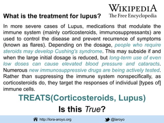 Web & Media Group
http://lora-aroyo.org @laroyo
TREATS(Corticosteroids, Lupus)
Is this True?
What is the treatment for lup...