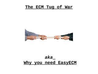 The ECM Tug of War

aka
Why you need EasyECM

 