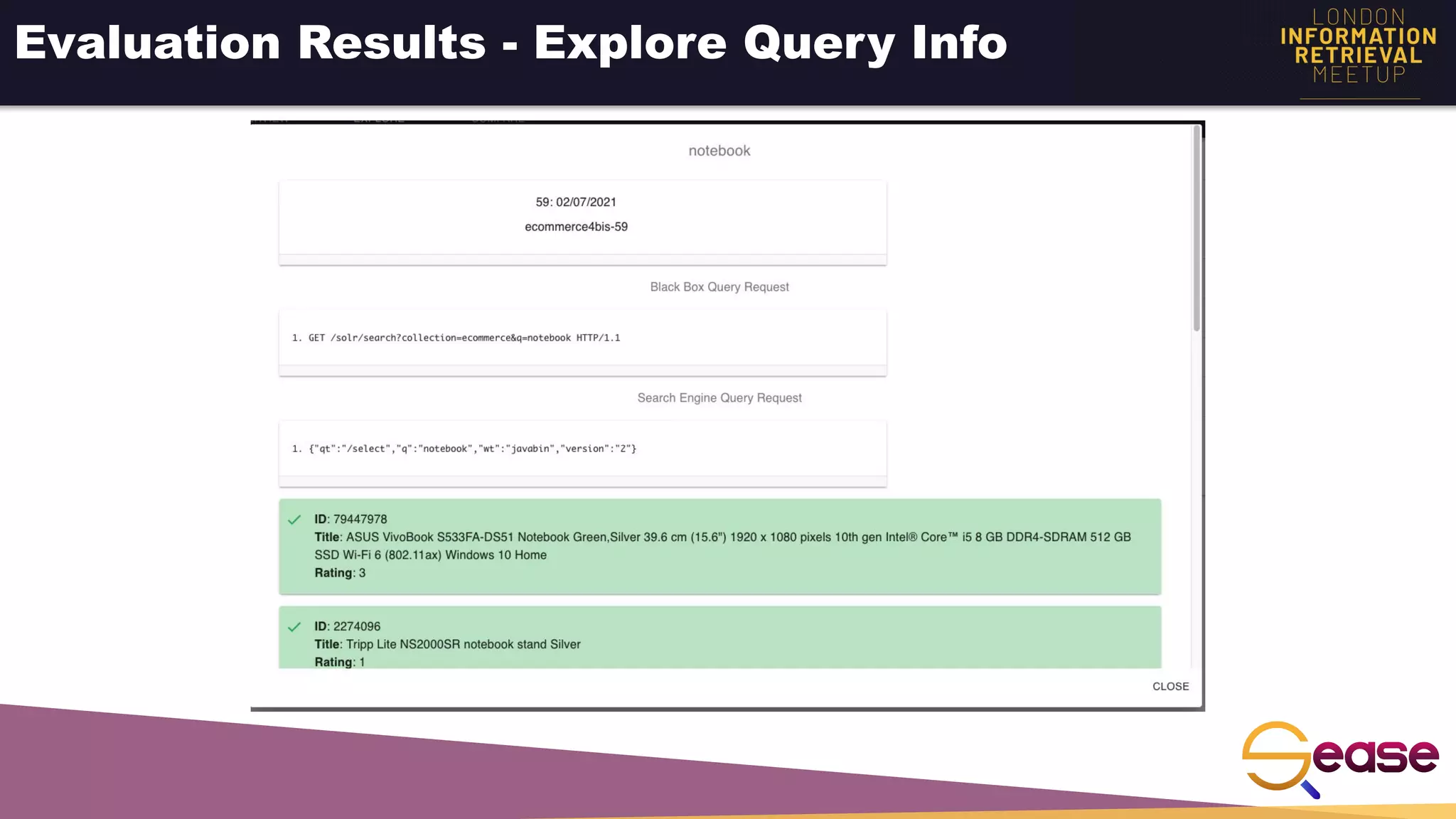 Evaluation Results - Explore Query Info
 