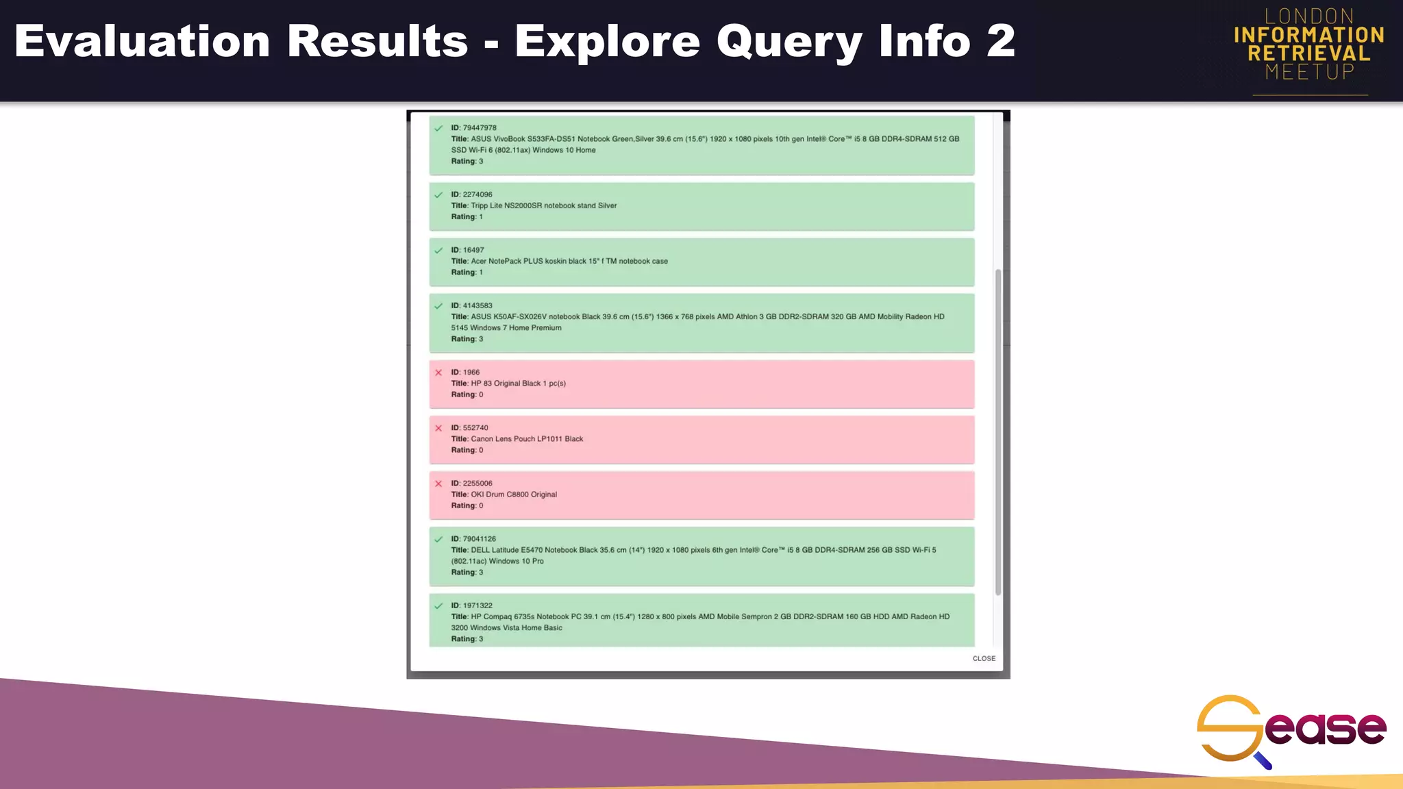 Evaluation Results - Explore Query Info 2
 