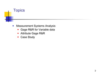 Gage R&r Study Example R&R Gage Analysis | PPT