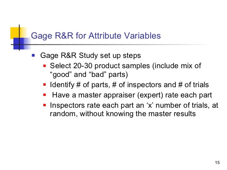 R&R Gage Analysis