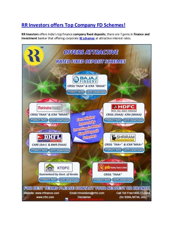 RR Investors offers Top Company FD Schemes!