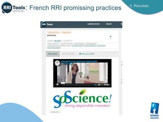 II. Résultats
: French RRI promissing practices
 