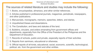 Related Sources Review of Related Literature | PPTX