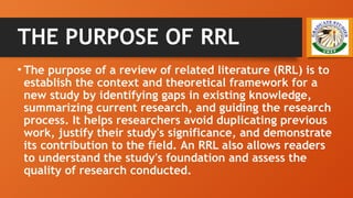 Research With Rrl Comprehensive Guide to the Purpose and Functions of Review of Related ...