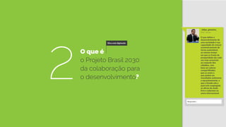 O que é
o Projeto Brasil 2030:
da colaboração para
o desenvolvimento?
Silva está digitando
2
_felipe_giesteira_
6:32 5 de jan
O que define o
desenvolvimento de
uma sociedade é sua
capacidade de crescer
economicamente de
forma sustentável,
ao mesmo tempo
em que os frutos da
prosperidade são cada
vez mais acessíveis
ao conjunto dos
cidadãos, com
base em valores
compartilhados
que os unem e
que podem ser
reavaliados autônoma
e equanimemente, e
que o Estado sob a
qual está congregada
se afirma de modo
livre e soberano na
arena internacional.
Responder...
 