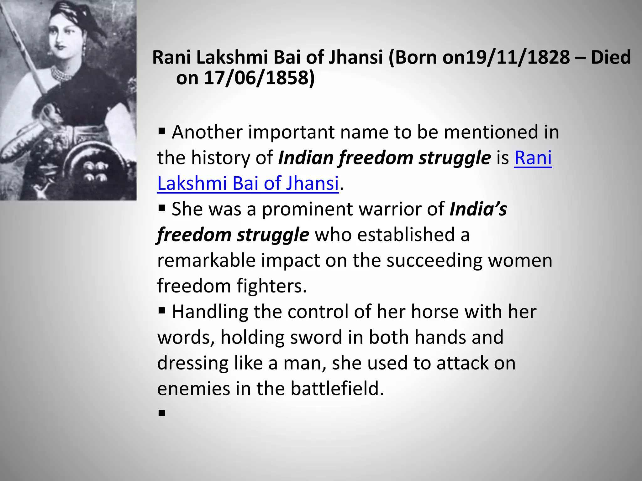 The Role of Women in Indian freedom struggles | PPTX