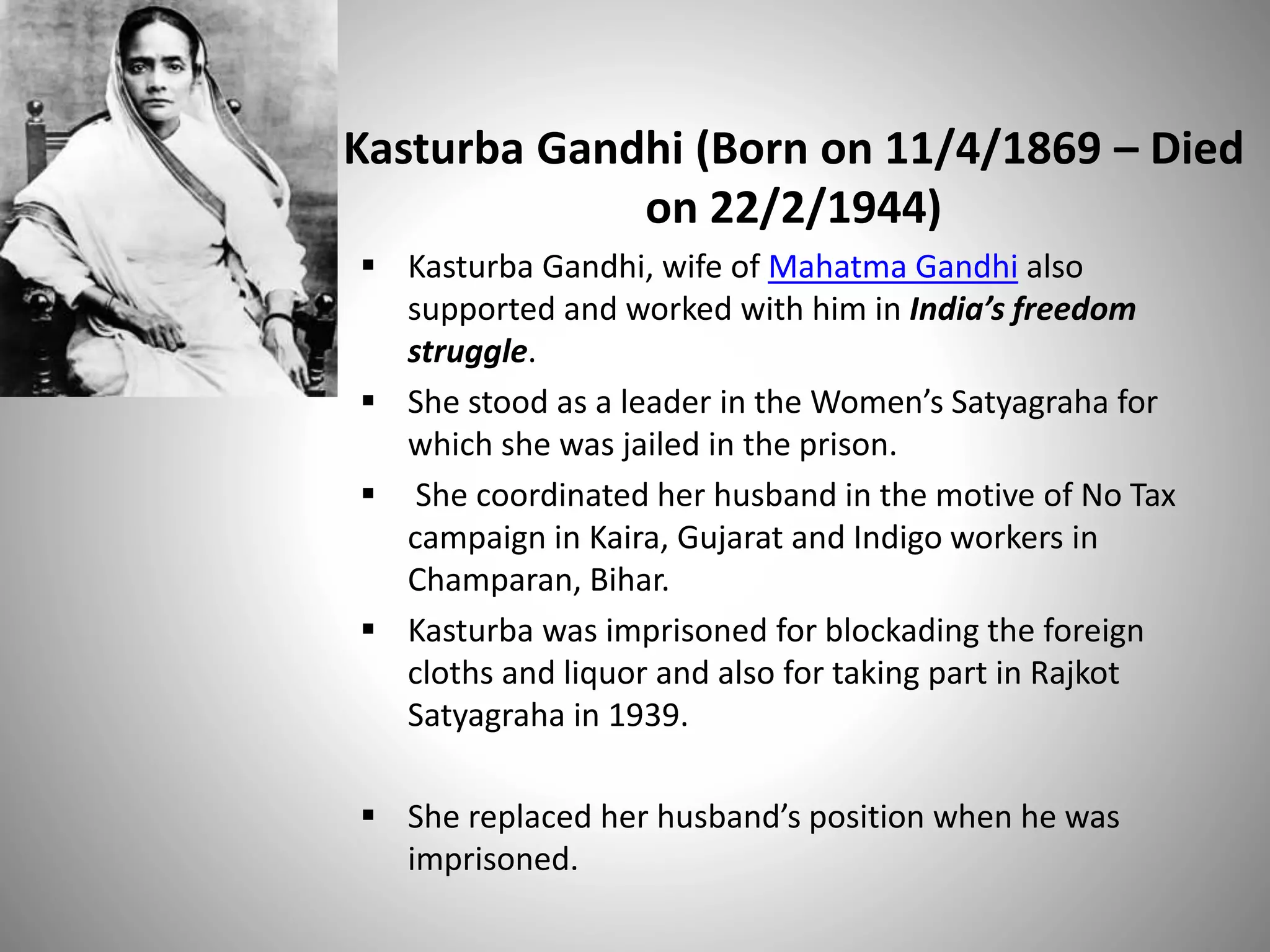 The Role of Women in Indian freedom struggles | PPTX
