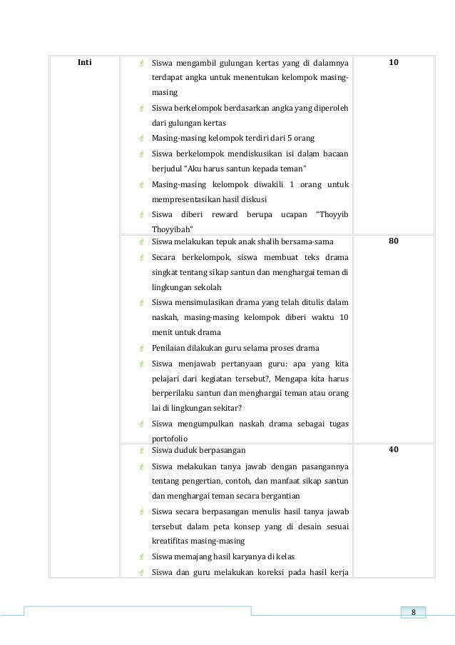 contoh ptk sd kelas 2 pai