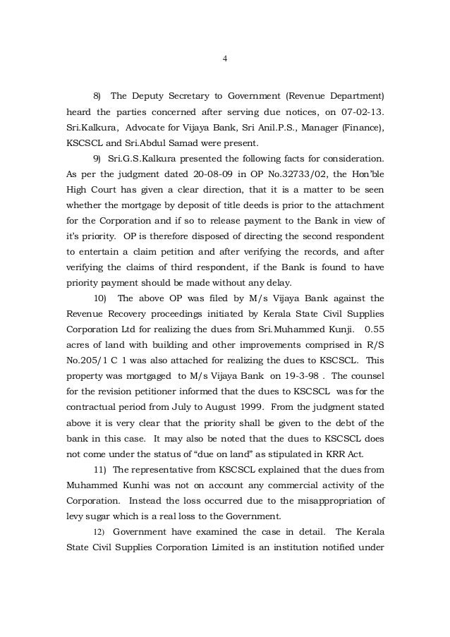 revenue recovery government dues first preference