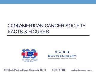 2014 AMERICAN CANCER SOCIETY
FACTS & FIGURES
500 South Paulina Street, Chicago IL 60612 312-942-4600 rushradiosurgery.com
 