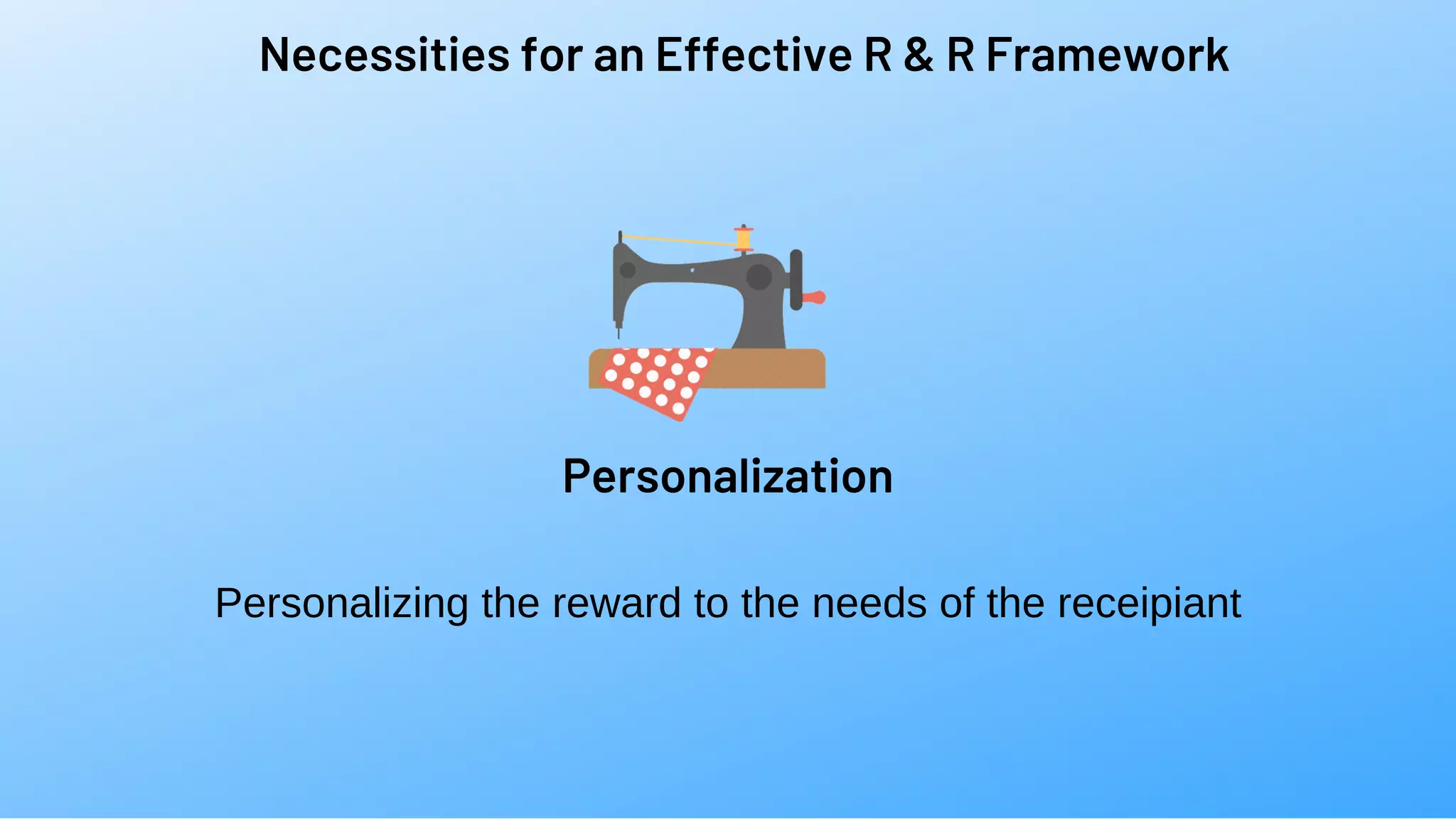Necessities for an Effective R & R Framework
Personalizing the reward to the needs of the receipiant
Personalization
 