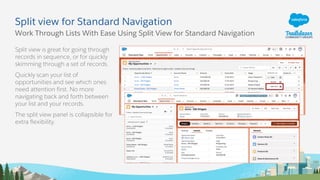 Split view for Standard Navigation
Split view is great for going through
records in sequence, or for quickly
skimming thro...