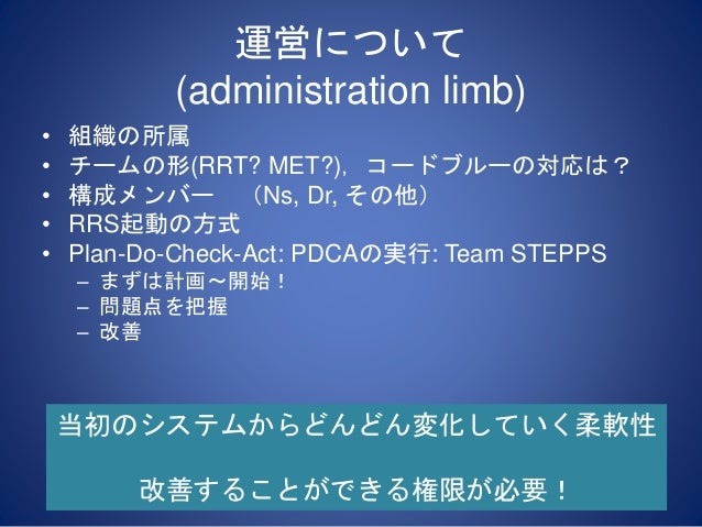 Rapid Response Systemの意義 Rapid Response Systemの意義