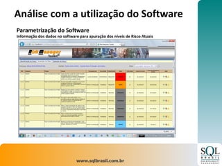 Análise com a utilização do Software  Parametrização do Software Informação dos dados no software para apuração dos níveis de Risco Atuais 