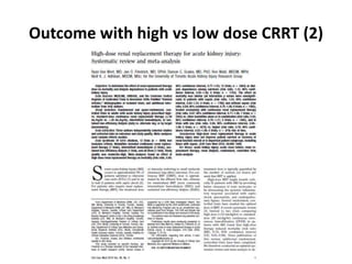 Outcome with high vs low dose CRRT (2)
 