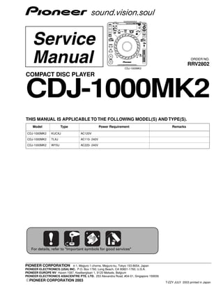 Manual tecnico Pionner cdj 1000-mk2 completo | PDF