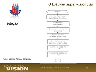O Estágio Supervisionado




    Seleção




Fonte: Sistema Yamana de Gestão



                                  The Premier Gold Producer   14
 