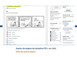Aspeto da página da disciplina PSI 1, em 2013
Vista do quarto tópico
 