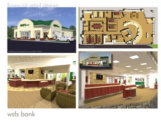 financial retail design




                                                                               new prototype plan

rendering of proposed new prototype design


 interior of new prototype and its signature millwork components and palette




                                                                               cutaway view of proposed Edmont branch



wsfs bank
 