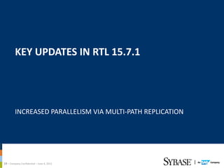 KEY UPDATES IN RTL 15.7.1




         INCREASED PARALLELISM VIA MULTI‐PATH REPLICATION




19 – Company Confidential – June 4, 2012
 