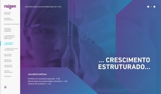 ... CRESCIMENTO
ESTRUTURADO...
LEIA NESTE CAPÍTULO
Portfólio em constante expansão  58
Maximização da produtividade e eficiência  60
Sistema de excelência  62
… CRESCIMENTO
ESTRUTURADO…
SOBRE ESTE
RELATÓRIO
... COM MODELO DE
NEGÓCIOS ÚNICO E
IRREPLICÁVEL…
… E PROPOSTA DE VALOR
NO LONGO PRAZO
MENSAGEM
DO PRESIDENTE
LIDERANDO
A TRANSIÇÃO
ENERGÉTICA
RESULTADOS
FINANCEIROS
CADERNO DE
INDICADORES
SUMÁRIOS DE
CONTEÚDO GRI
CARTA DE
ASSEGURAÇÃO
EXPEDIENTE
DESTAQUES DO ANO-SAFRA
57
RELATÓRIO ANUAL DE SUSTENTABILIDADE 2021–2022
 